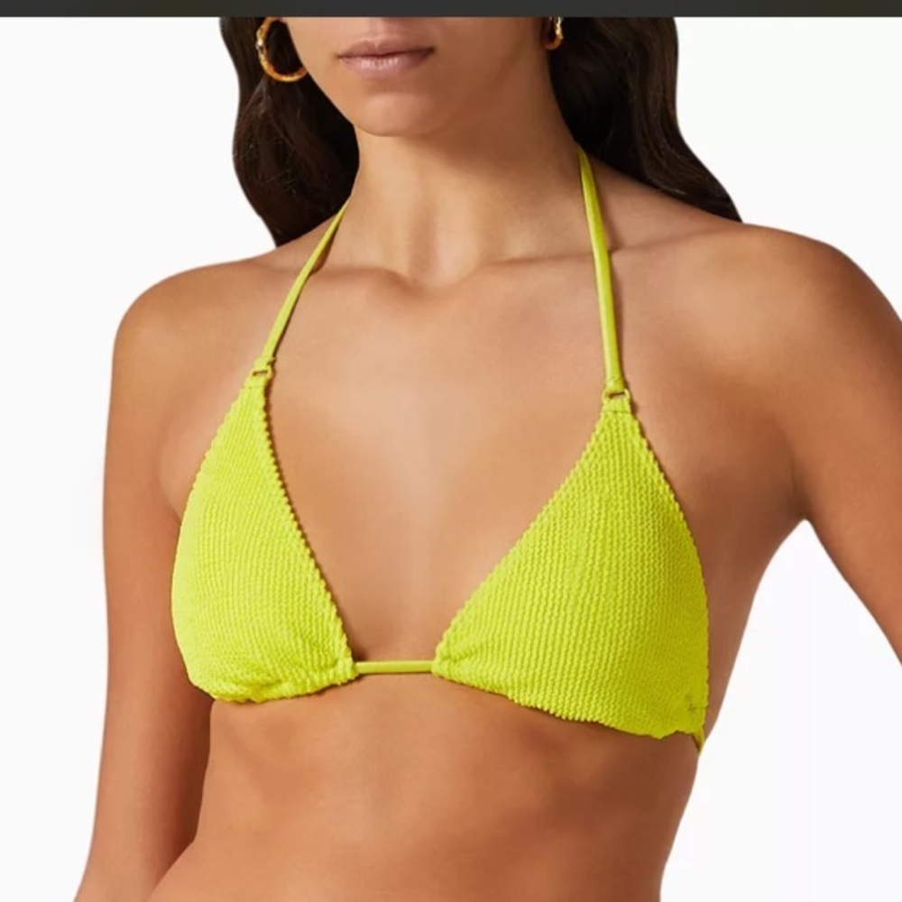 New Good American Neon Yellow Always Fits Tiny Ties Triangle Bikini Top XXS/XS